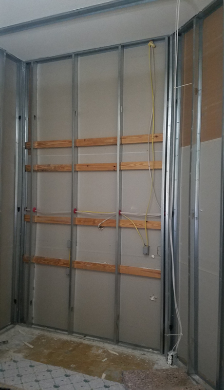 Studio back wall stripped during demolition