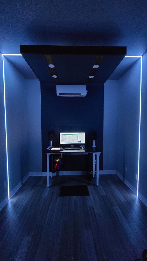 The finished home studio with lighting installed